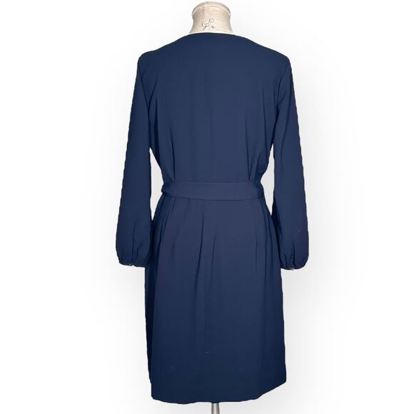 New $150 J CREW Wrap Dress 365 Crepe Knee Length Minimalist Office Career Blue 6 - Picture 11 of 11